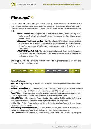 example page 1 from our offline Travel Guide for Saint Lucia